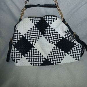 Lionel Woven Checkerboard Handbag.